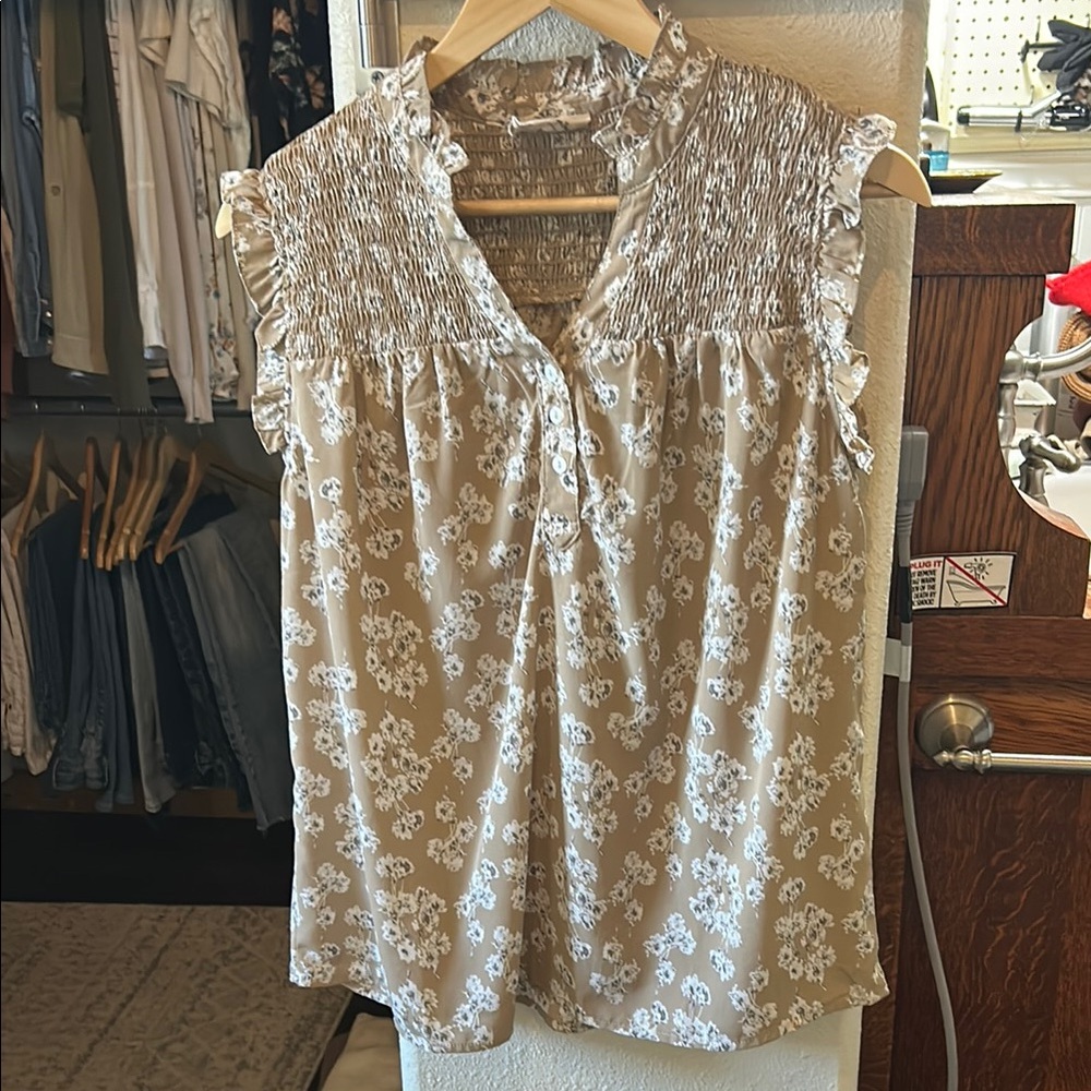 Floral Beige Women's Top